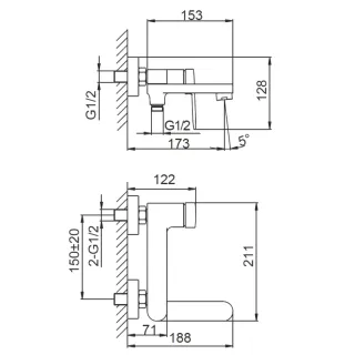 Смеситель для ванны Frap F3285 хром
